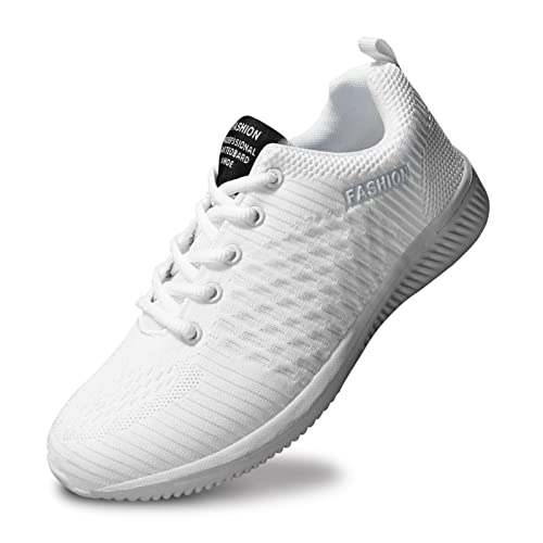 TOPSSCTR Herren Mode Turnschuhe Walking Schuhe Damen Trainer Leichtgewicht Straße Laufen Atmungsaktiv rutschfest Athletisch Weiß von TOPSSCTR