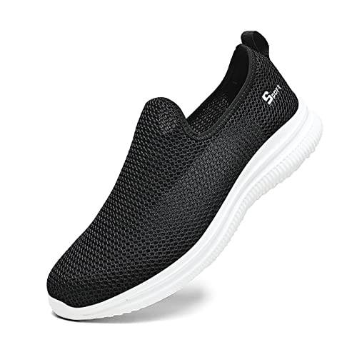 TOPSSCTR Herren Wanderschuhe Leichte Atmungsaktive Mesh Freizeitschuhe Sports Slip auf Bequeme Outdoor Schwarz Größe 40 von TOPSSCTR