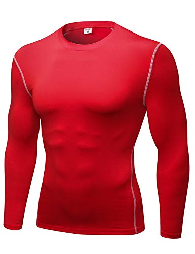 TopTie Kompression Unterhemd Unterwäsche Herren Base Layer Langarmshirt Atmungsakti Rot L von TopTie