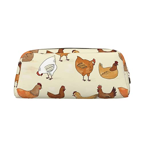 TOPUNY A Brood of Chickens printing Pencil Case with Zipper Leather Pencil Holder Portable Stationery Bag von TOPUNY