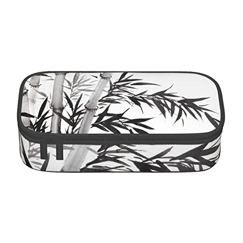 TOPUNY Bamboo Tree Image Chinese Calligraphy Printing Large Capacity Pencil Case, Pencil Pouch, Portable Stationery Bag, Multifunctional Organizer von TOPUNY