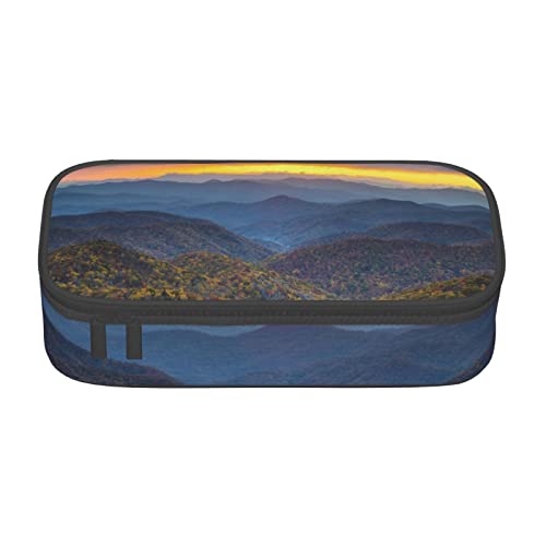 TOPUNY Blue Ridge Parkway Mountains Printing Large Capacity Pencil Case, Pencil Pouch, Portable Stationery Bag, Multifunctional Organizer von TOPUNY