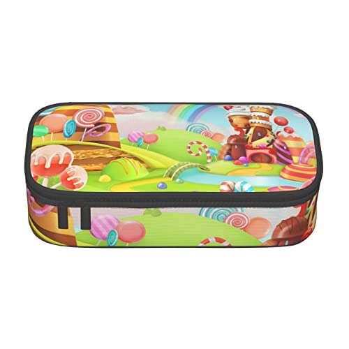 TOPUNY Candy Land Printing Large Capacity Pencil Case, Pencil Pouch, Portable Stationery Bag, Multifunctional Organizer von TOPUNY