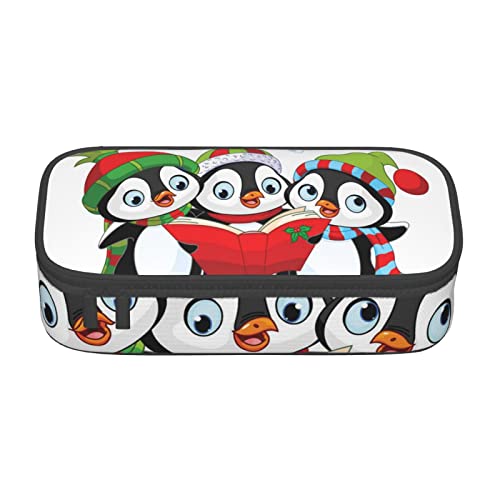 TOPUNY Christmas Penguin Printing Large Capacity Pencil Case, Pencil Pouch, Portable Stationery Bag, Multifunctional Organizer von TOPUNY