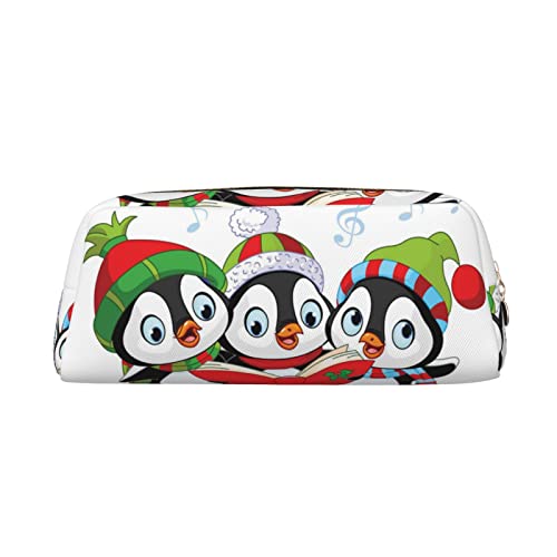 TOPUNY Christmas Penguin printing Pencil Case with Zipper Leather Pencil Holder Portable Stationery Bag von TOPUNY