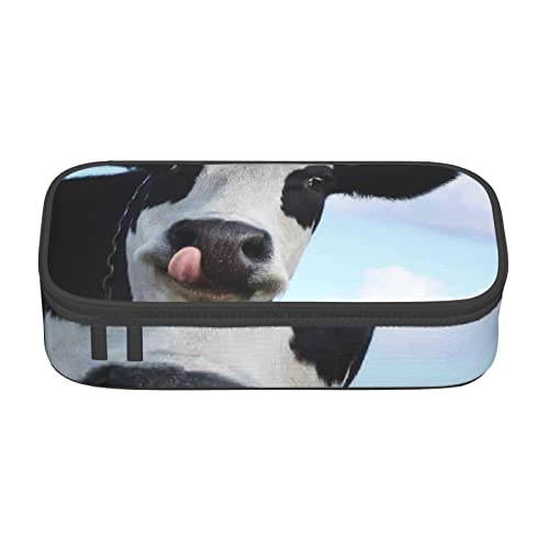 TOPUNY Cute Cow Printing Large Capacity Pencil Case, Pencil Pouch, Portable Stationery Bag, Multifunctional Organizer von TOPUNY
