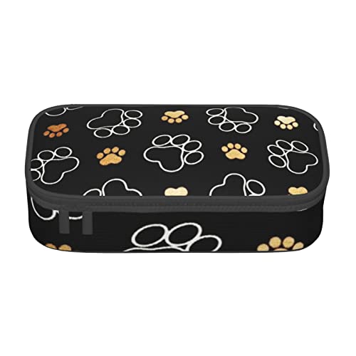 TOPUNY Dog Paw Prints Printing Large Capacity Pencil Case, Pencil Pouch, Portable Stationery Bag, Multifunctional Organizer von TOPUNY