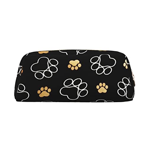 TOPUNY Dog Paw Prints printing Pencil Case with Zipper Leather Pencil Holder Portable Stationery Bag von TOPUNY