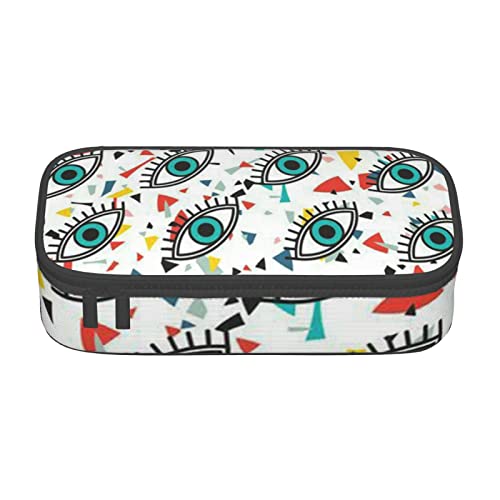 TOPUNY Evil Eyes Printing Large Capacity Pencil Case, Pencil Pouch, Portable Stationery Bag, Multifunctional Organizer von TOPUNY