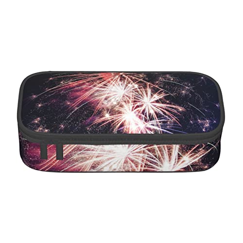 TOPUNY Explosion Firework Printing Large Capacity Pencil Case, Pencil Pouch, Portable Stationery Bag, Multifunctional Organizer von TOPUNY