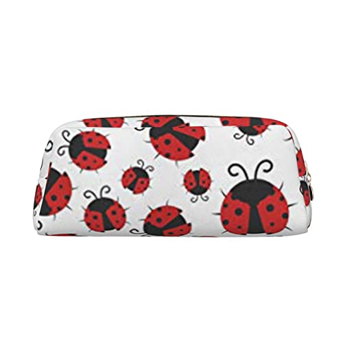TOPUNY Funny Ladybug printing Pencil Case with Zipper Leather Pencil Holder Portable Stationery Bag von TOPUNY