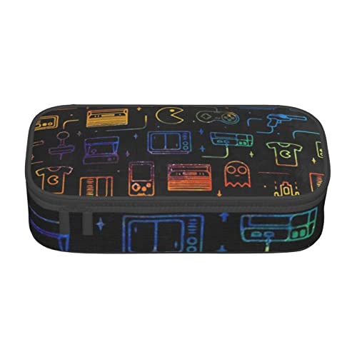 TOPUNY Game Video Gaming Pattern Printing Large Capacity Pencil Case, Pencil Pouch, Portable Stationery Bag, Multifunctional Organizer von TOPUNY