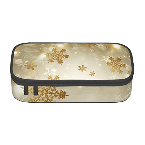 TOPUNY Gold Silk Christmas Printing Large Capacity Pencil Case, Pencil Pouch, Portable Stationery Bag, Multifunctional Organizer von TOPUNY