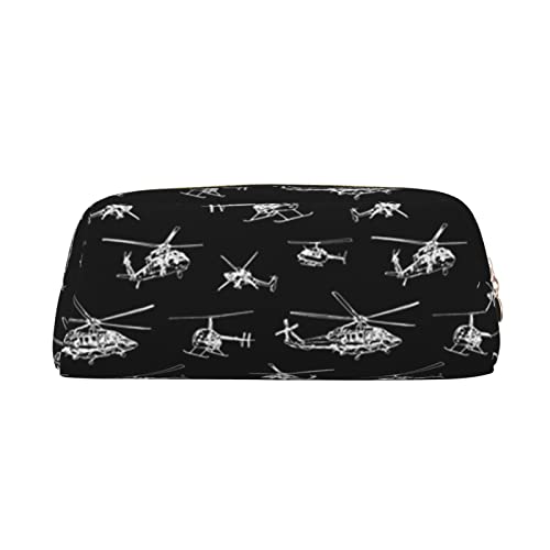 TOPUNY Helicopter printing Pencil Case with Zipper Leather Pencil Holder Portable Stationery Bag von TOPUNY