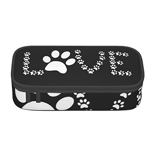 TOPUNY Lover Dog Paw Printing Large Capacity Pencil Case, Pencil Pouch, Portable Stationery Bag, Multifunctional Organizer von TOPUNY