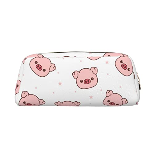 TOPUNY Pig printing Pencil Case with Zipper Leather Pencil Holder Portable Stationery Bag von TOPUNY