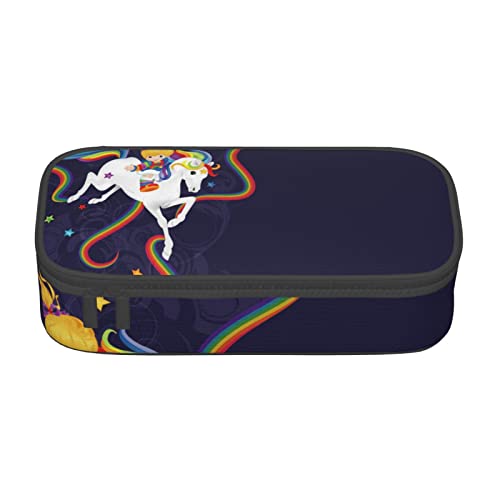 TOPUNY Rainbow Bright Printing Large Capacity Pencil Case, Pencil Pouch, Portable Stationery Bag, Multifunctional Organizer von TOPUNY