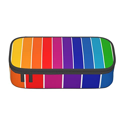 TOPUNY Rainbow Striped Printing Large Capacity Pencil Case, Pencil Pouch, Portable Stationery Bag, Multifunctional Organizer von TOPUNY