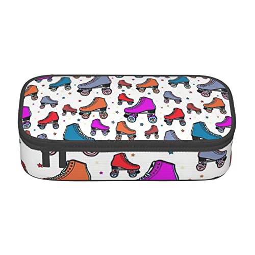 TOPUNY Roller Skates Colorful Printing Large Capacity Pencil Case, Pencil Pouch, Portable Stationery Bag, Multifunctional Organizer von TOPUNY