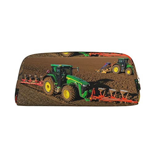 TOPUNY Tractor farm printing Pencil Case with Zipper Leather Pencil Holder Portable Stationery Bag von TOPUNY