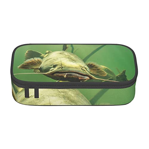 TOPUNY Underwater Catfish Printing Large Capacity Pencil Case, Pencil Pouch, Portable Stationery Bag, Multifunctional Organizer von TOPUNY