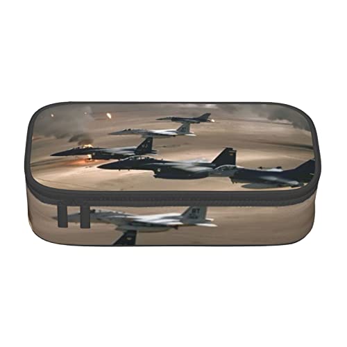 TOPUNY War Plane Printing Large Capacity Pencil Case, Pencil Pouch, Portable Stationery Bag, Multifunctional Organizer von TOPUNY