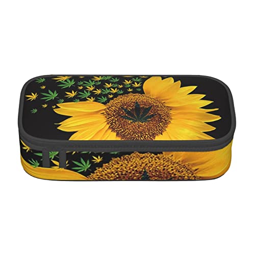 TOPUNY Weed With Sunflower Printing Large Capacity Pencil Case, Pencil Pouch, Portable Stationery Bag, Multifunctional Organizer von TOPUNY