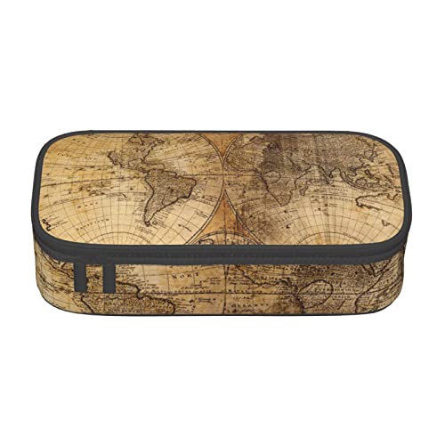 TOPUNY World Map Printing Large Capacity Pencil Case, Pencil Pouch, Portable Stationery Bag, Multifunctional Organizer von TOPUNY