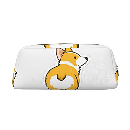 TOPUNY cute corgi butt printing Pencil Case with Zipper Leather Pencil Holder Portable Stationery Bag von TOPUNY