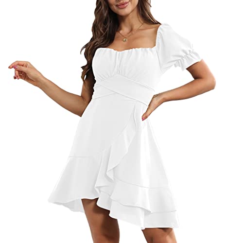 TOPURUN Damen Kleid Schulterfrei Kurz Kleider Schulterfreies Kleid Elegant Schulterfreies Kleid A-Linie Kleider Hochzeit Party Cocktail Bdrautjungfern S-XL von TOPURUN