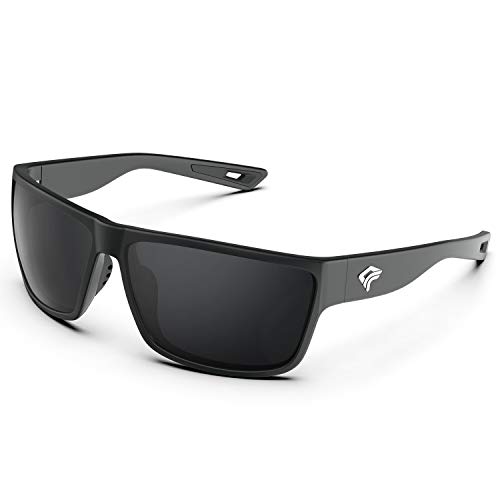 TOREGE Polarisierte Sport-Sonnenbrille für Damen und Herren, Radfahren, Laufen, Golf, Angeln, Sonnenbrillen, Black Frame & Grey Lens von TOREGE