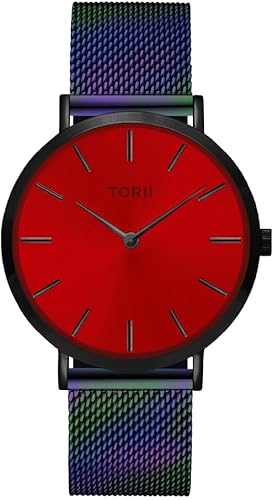 TORII Armbanduhr Damen Herren B38MM.TB rot klassisch modisch. von TORII