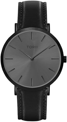 TORII Damen- und Herrenuhr B38BL.AB in klassisch-modischer Farbe Schwarz. von TORII