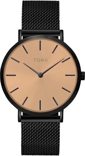 TORII Damen- und Herrenuhr B38BM.RB in klassischem schwarzen Design. von TORII