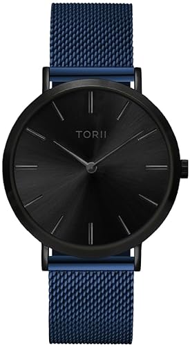 TORII Damen- und Herrenuhr B38NM.BB in klassischem Marineblau mit modischem Design. von TORII