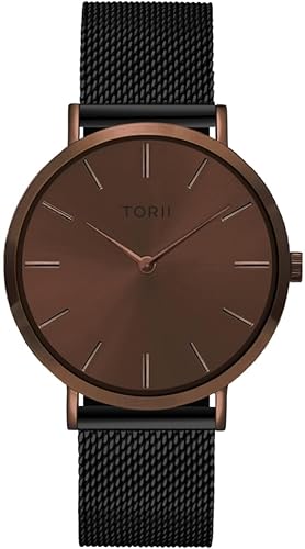 TORII Damen- und Herrenuhr D38BM.DD in klassischem, modischem Schwarz. von TORII