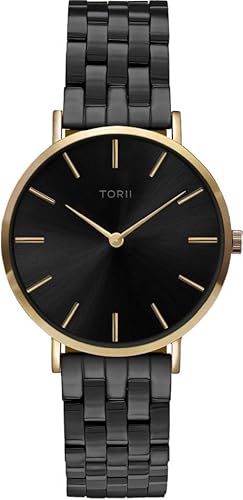 TORII Damen- und Herrenuhr G38BB.BG in klassischem Schwarz. von TORII