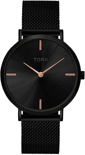 TORII Damen- und Herrenuhr V38VM.BR in klassischem schwarzen Design von TORII