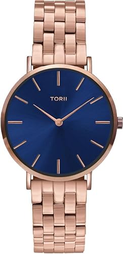 TORII Damenarmbanduhr R34RB.NR klassisch in Marineblau. von TORII