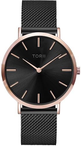 TORII Die Damen- und Herrenuhr R38BM.BR in klassischem Schwarz ist modisch und elegant. von TORII