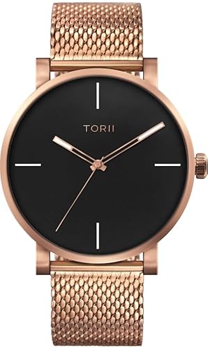 TORII Herrenuhr R45RG.B5 in Roségold, klassisch, geeignet zum Schwimmen. von TORII