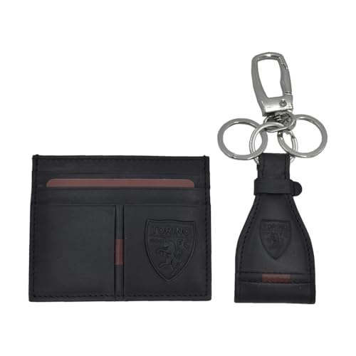 TORINO FC Herren Set mit Kreditkartenetui und Schlüsselanhänger aus 100% Leder – Torino 263448, Schwarz von TORINO FC