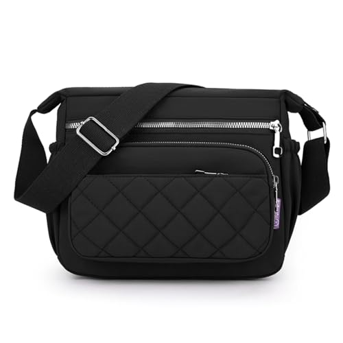 TORISKY Damen-Umhängetasche mit mehreren Fächern,wasserdichte,leichte Crossbody-Tasche aus Nylon,verstellbare Handtasche zum Einkaufen,Reisen und Arbeiten(8202-BK) von TORISKY