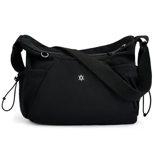 TORISKY Nylon Crossbody Bag für Damen Multi-Pocket Sling Bag Leichtgewicht Casual Umhängetasche Verstellbarer Riemen(8803-Black) von TORISKY