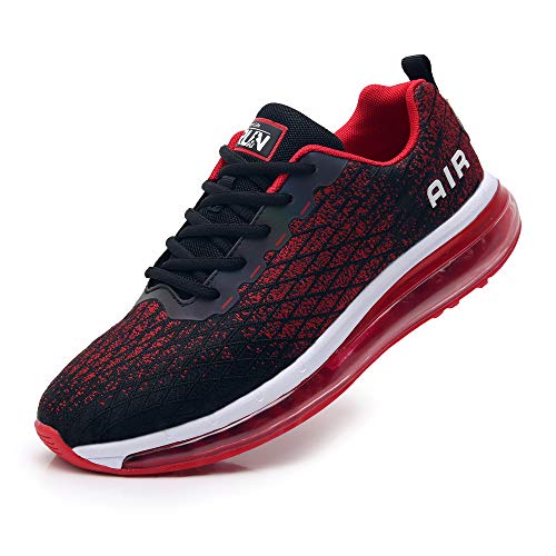 TORISKY Sneaker Herren Damen Sportschuhe Cushion Schuhe Laufschuhe Luftkissen Turnschuhe Fitness Gym Leichtes Bequem, Schwarz/Rot, Größe 39EU（8998-BK/Red39） von TORISKY