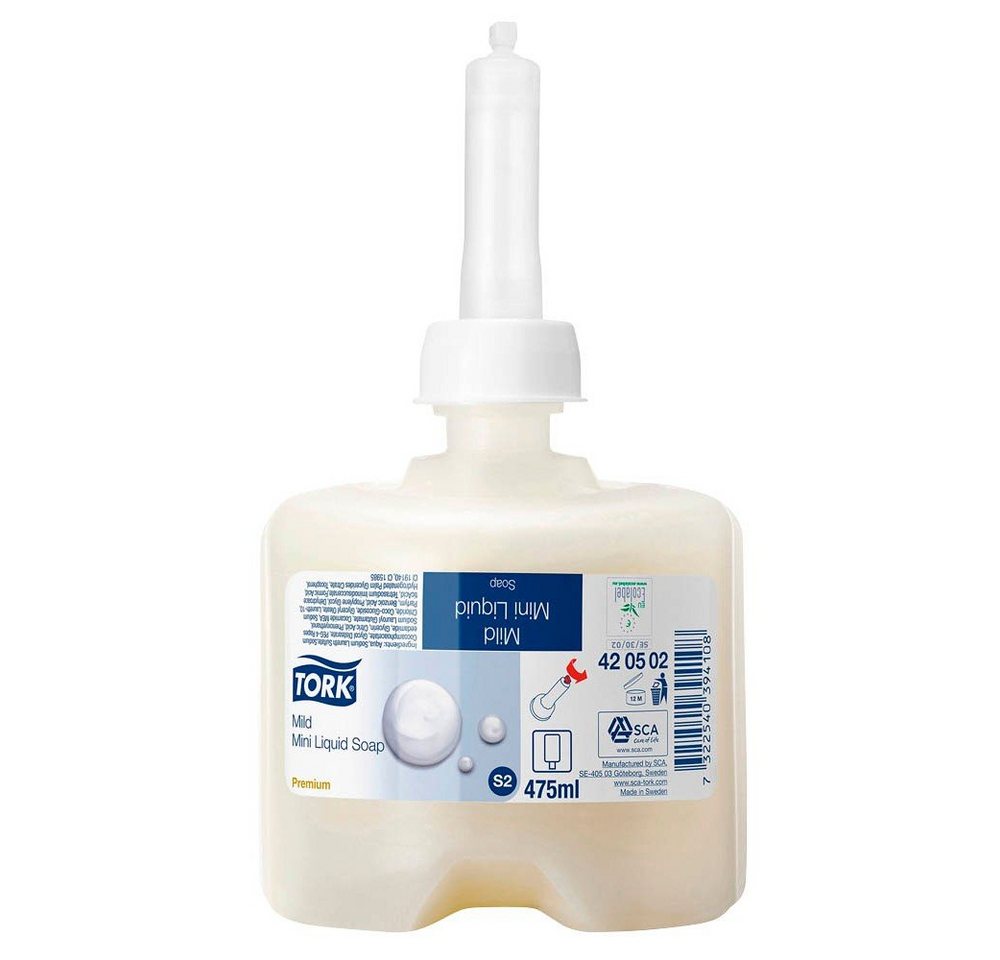TORK Flüssigseife 475ml Flüssigseife MINI Mild-Duftend rückfettend Premium, Dermatologisch getestet, Rückfettend von TORK