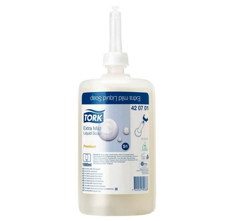 TORK Handlotion 1 Liter Flüssigseife Extramild S1 parfümfrei rückfettend, 1-tlg. TORK Handlotion 1 Liter Flüssigseife Extramild S1 parfümfrei rückfettend, 1-tlg. von TORK