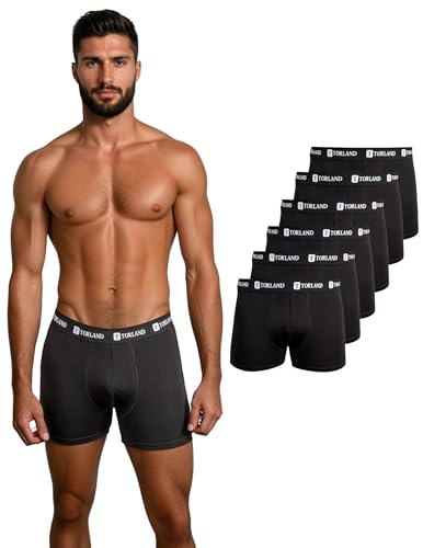 TORLAND® Unterhosen Männer aus Bio Baumwolle Soft Touch (6er Pack) - Boxershorts Herren - Umweltfreundlich hergestellt (S - XXL), Schwarz, L von TORLAND