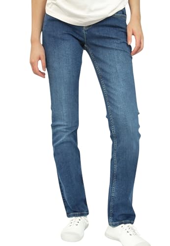 TORLAND Damen Straight Fit Jeans aus Bio Baumwolle gerade geschnitten mit Mittelhohem Bund Medium Waist, Mid Indigo, 31W / 34L von TORLAND