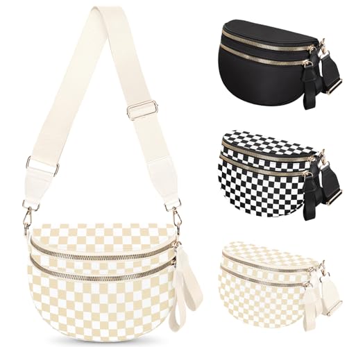 TORRYZA Geräumige Nylon-Umhängetasche für Damen, kariert, modische Schachbrett-Fanny-Tasche mit großem Fassungsvermögen TORRYZA Geräumige Nylon-Umhängetasche für Damen, kariert, modische Schachbrett-Fanny-Tasche mit großem Fassungsvermögen von TORRYZA